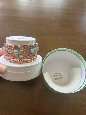 Bomb Party Spring Stack 2025 Rose Gold Plated Blue Stone Stackable Bracelet Set